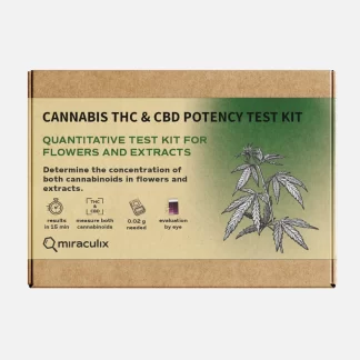 Box containing a cannabis THC & CBD potency test kit