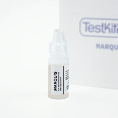 An MDMA (Molly) test kit showing a Marquis reagent bottle.
